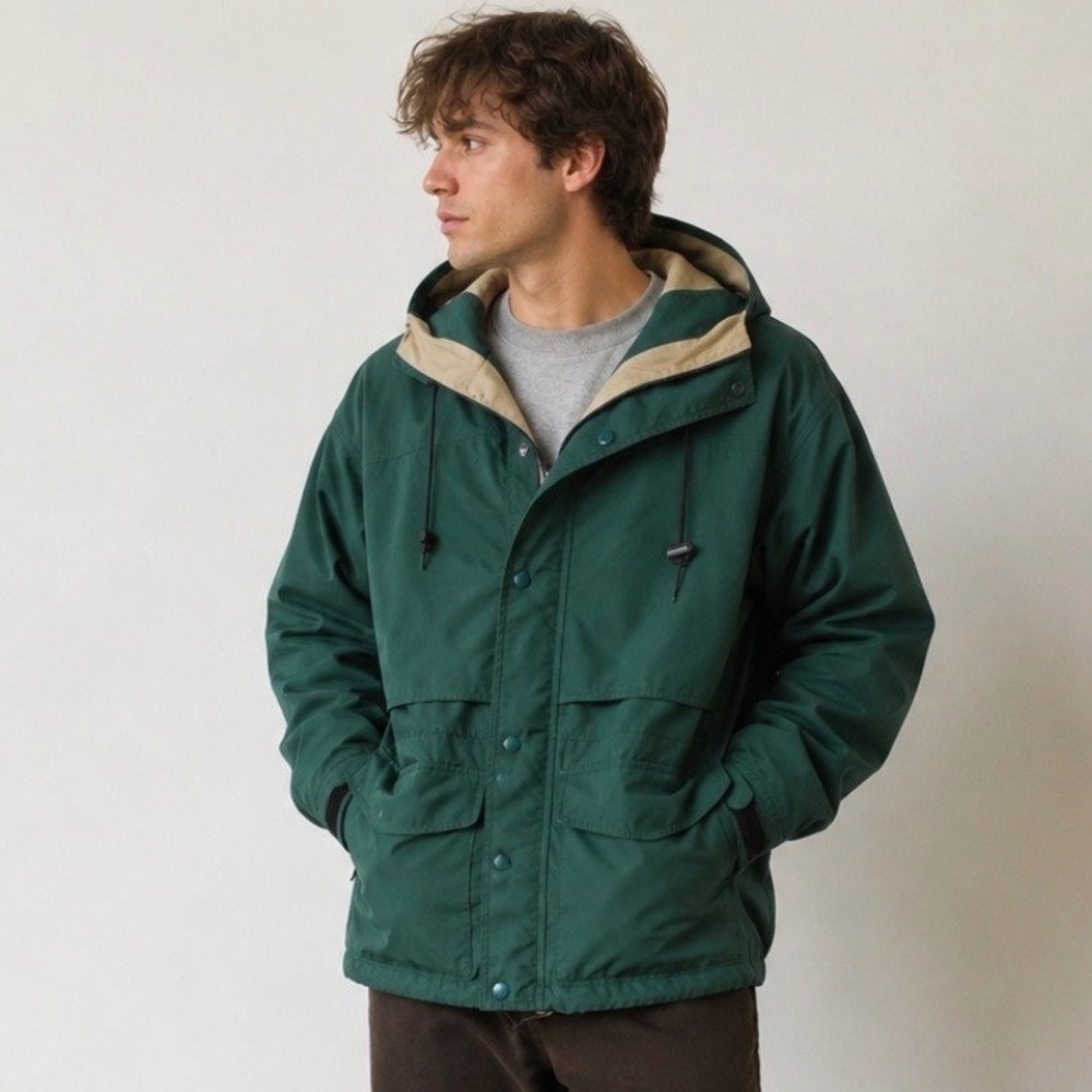 Vintage Eddie Bauer‎ Gore-Tex Mountain Parka Jacket Green Hooded Mens Small